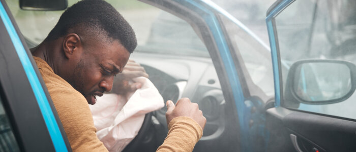 A man gets into a car accident